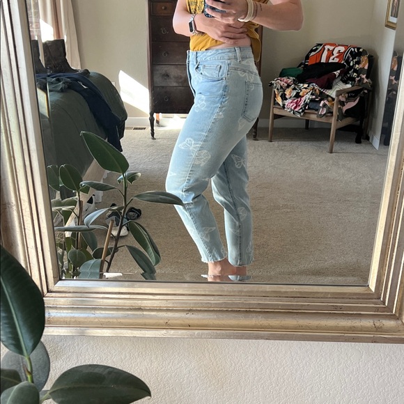 love, Fire Sky Blue Butterfly Cropped Jeans - Picture 2 of 6